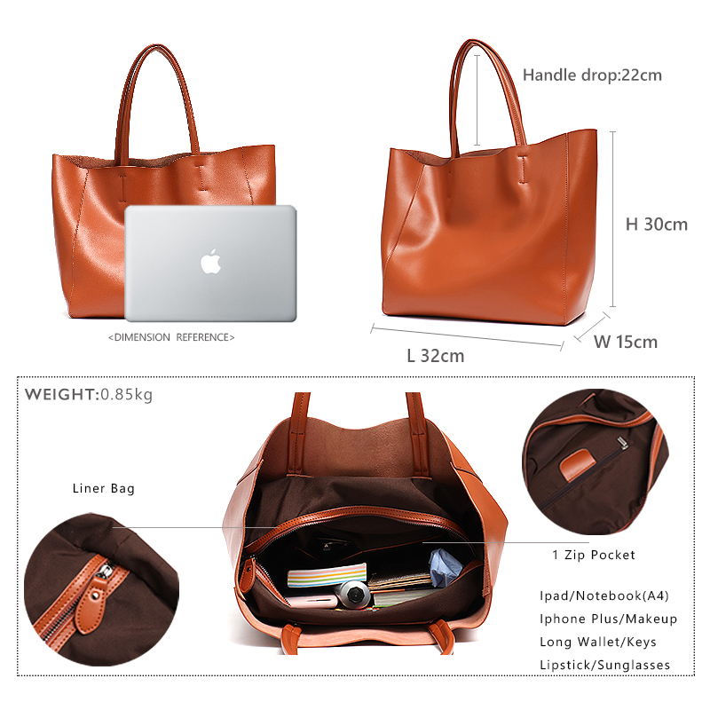 Luxury Brand Cow Leather Tote  - Women Bags Branded review and price